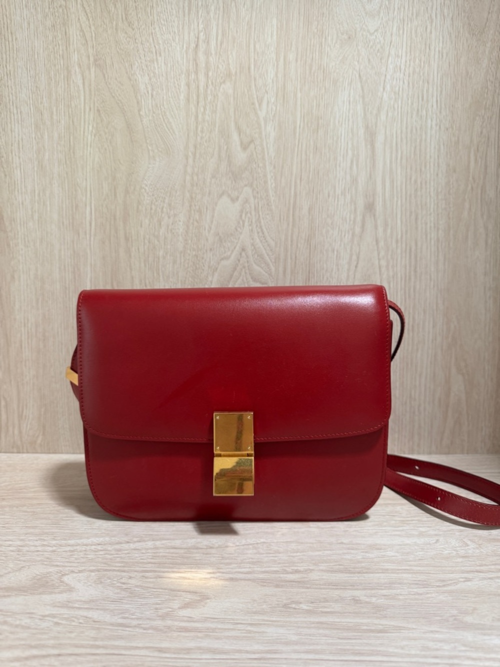 Celine Red Leather Box Bag with Gold Hardware - Picture 9 of 9
